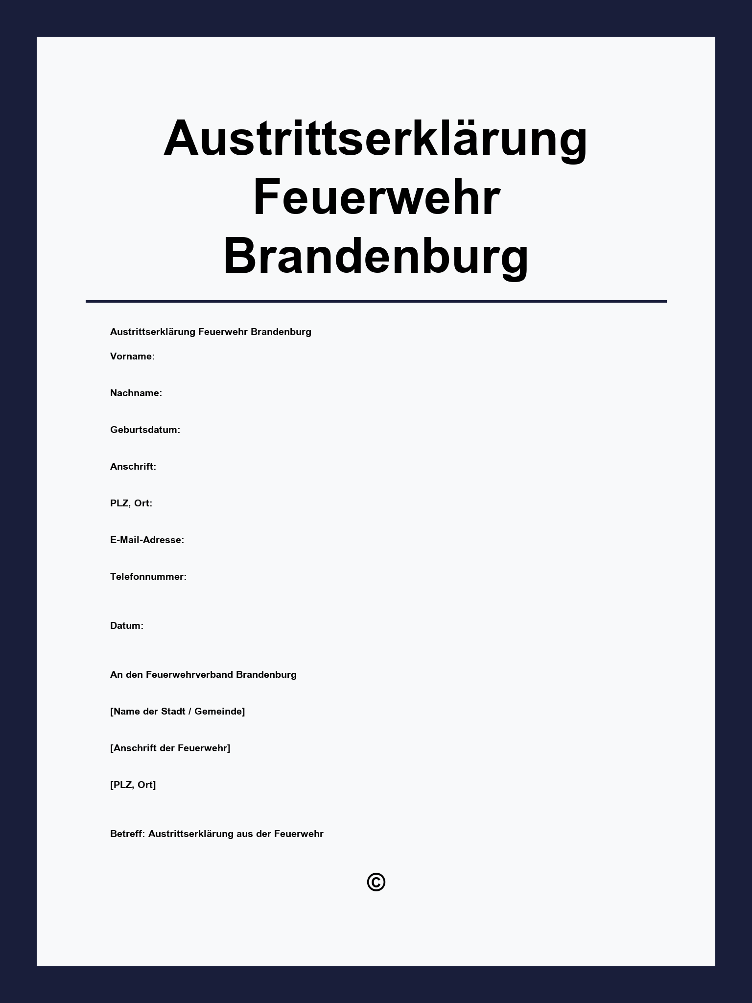Austrittserklärung Feuerwehr Brandenburg