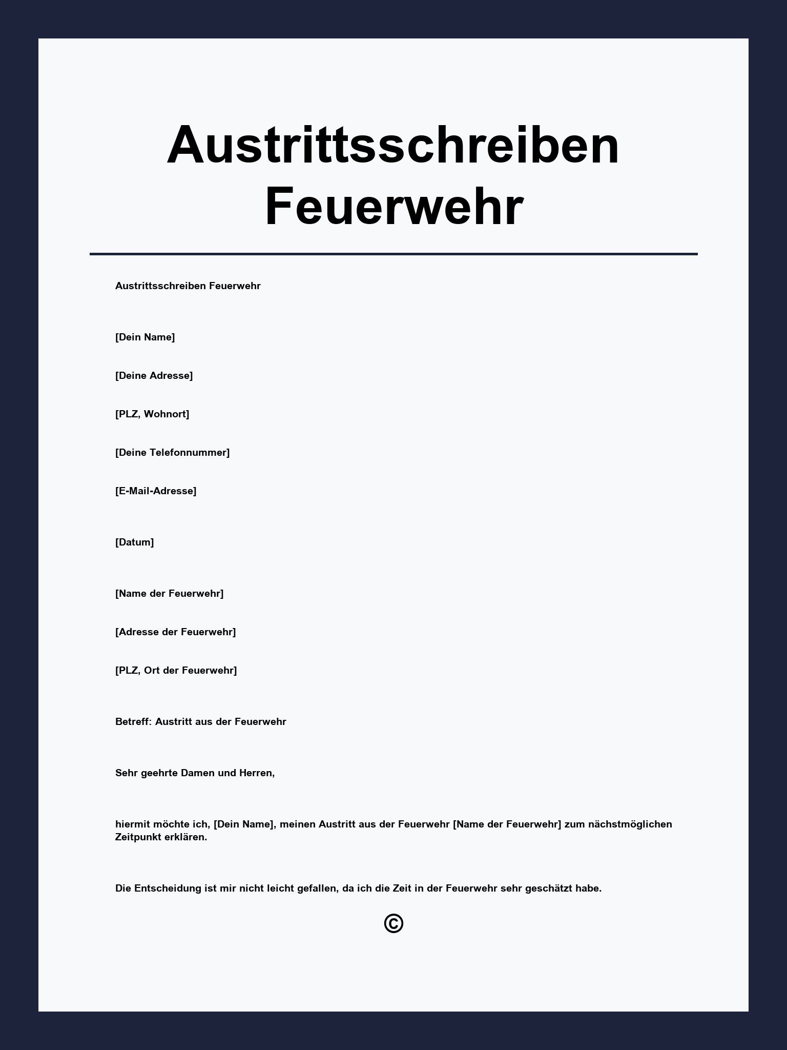 Austrittsschreiben Feuerwehr