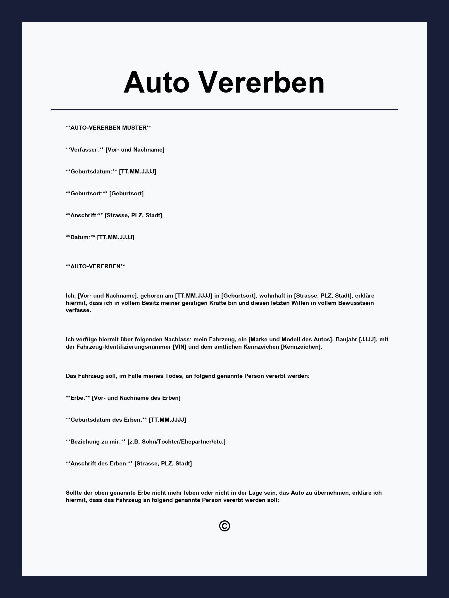 Auto Vererben Muster