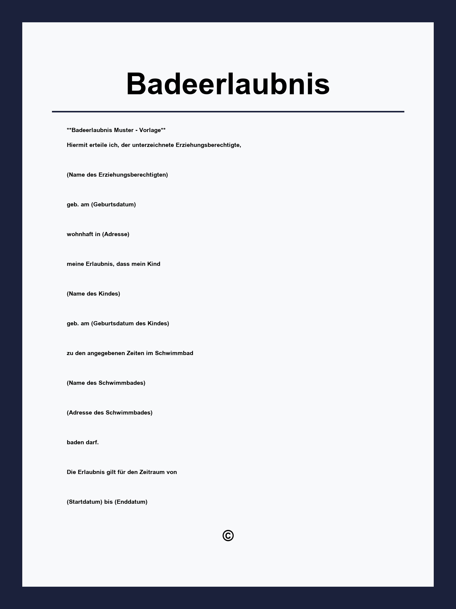 Badeerlaubnis Zum Ausdrucken