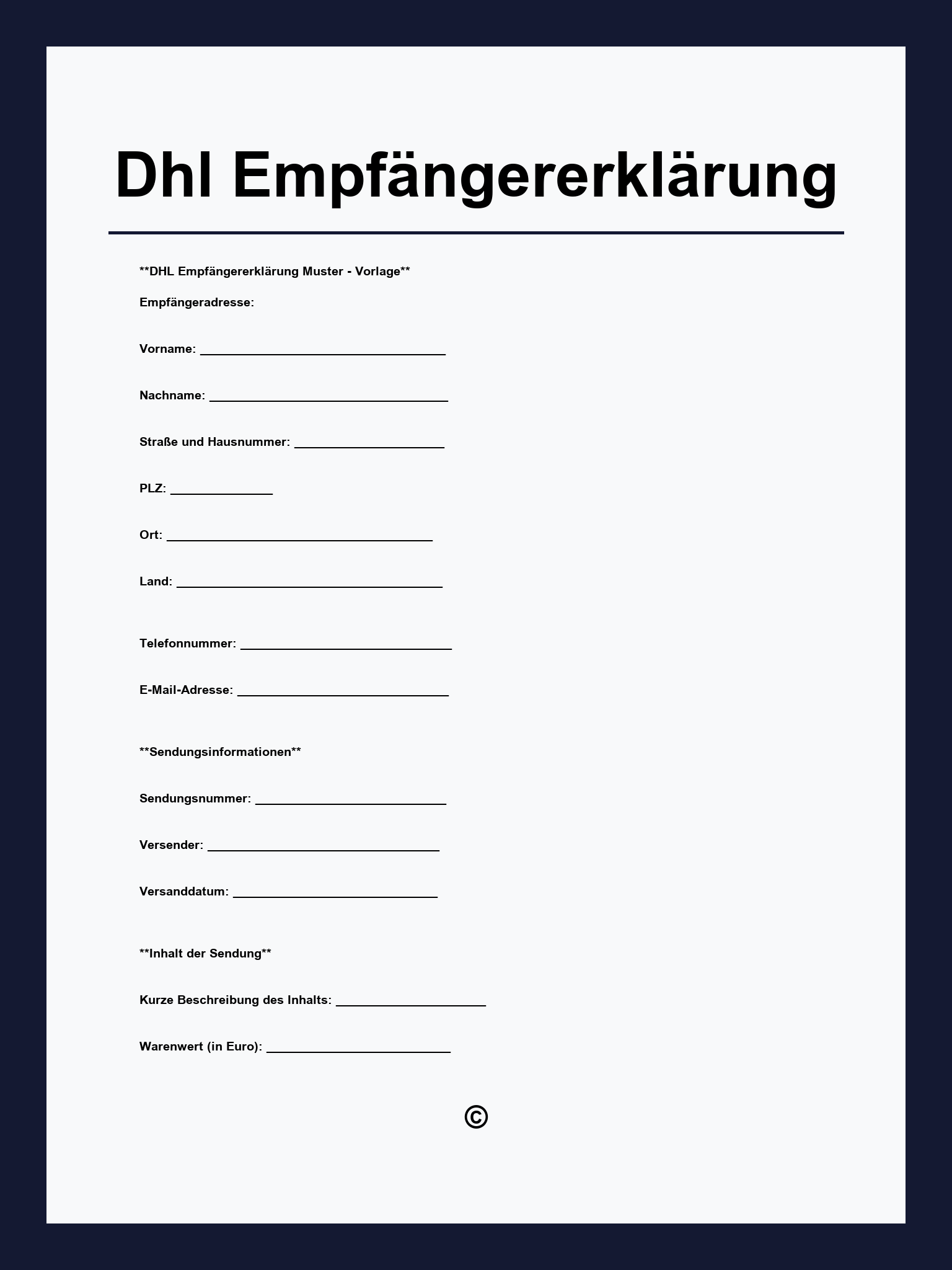Dhl Empfängererklärung