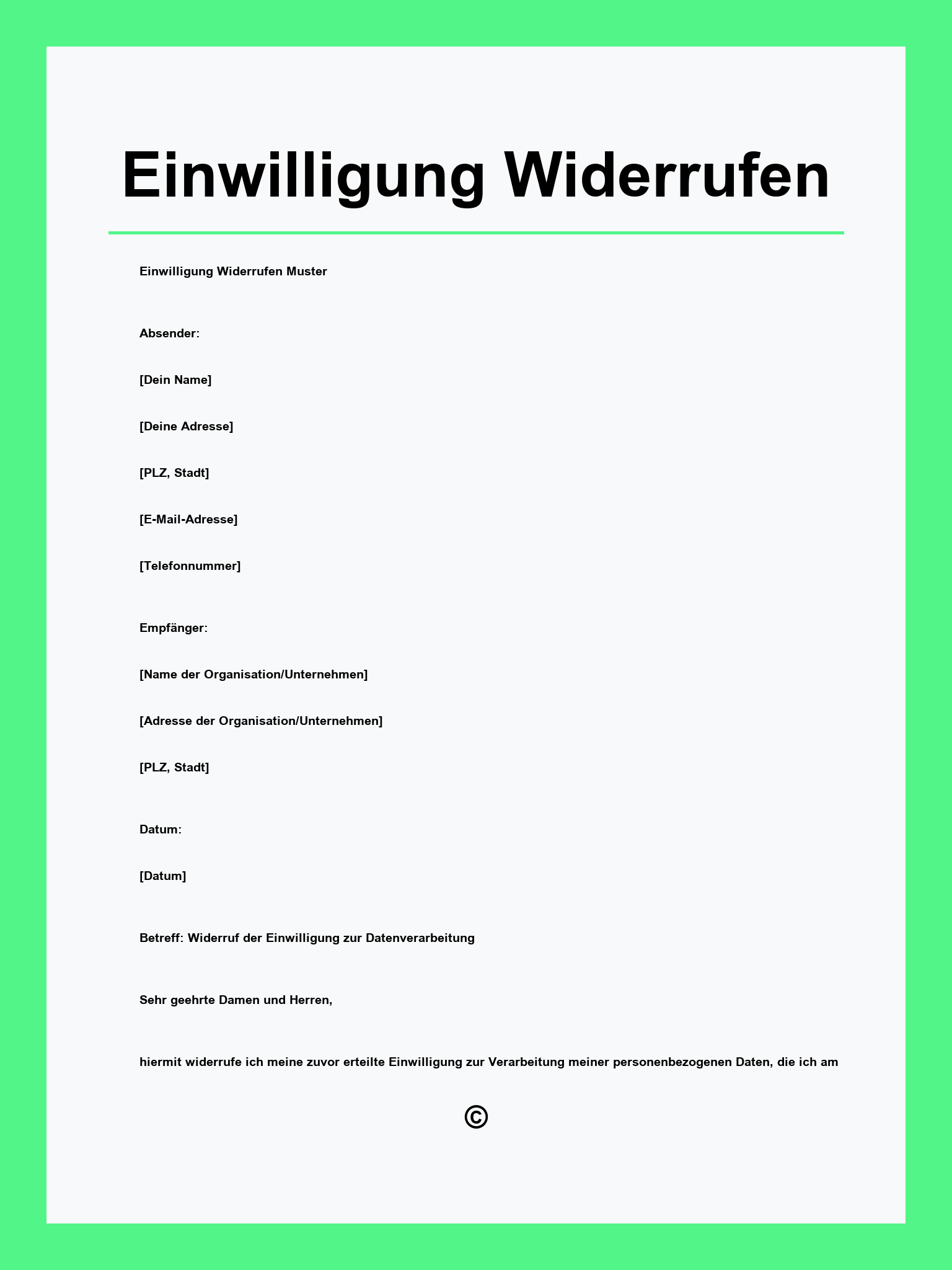 Einwilligung Widerrufen Muster