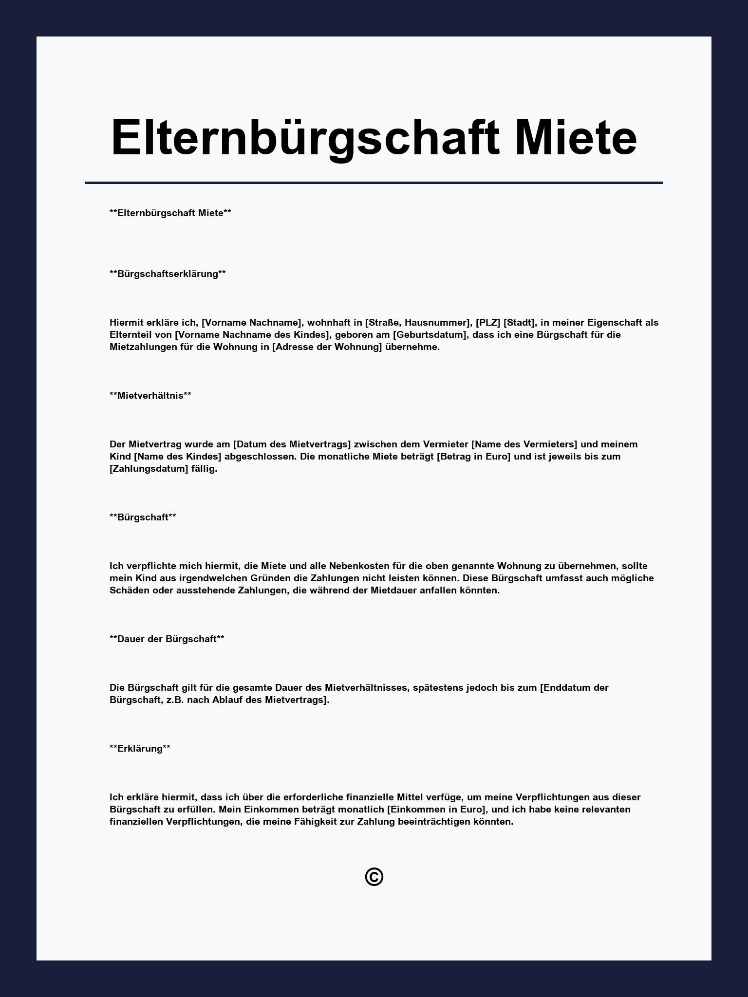 Elternbürgschaft Miete Vorlage
