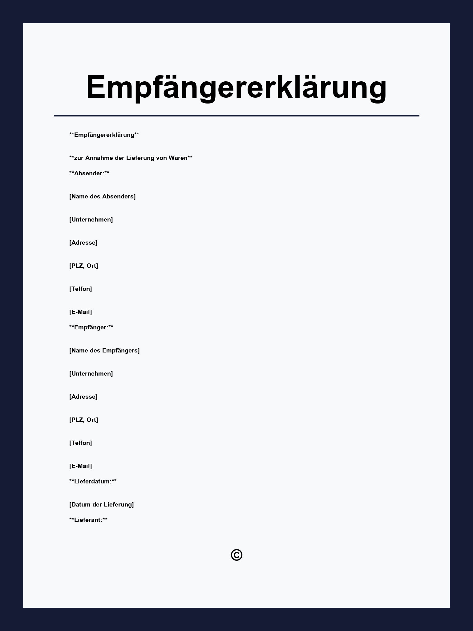Empfängererklärung