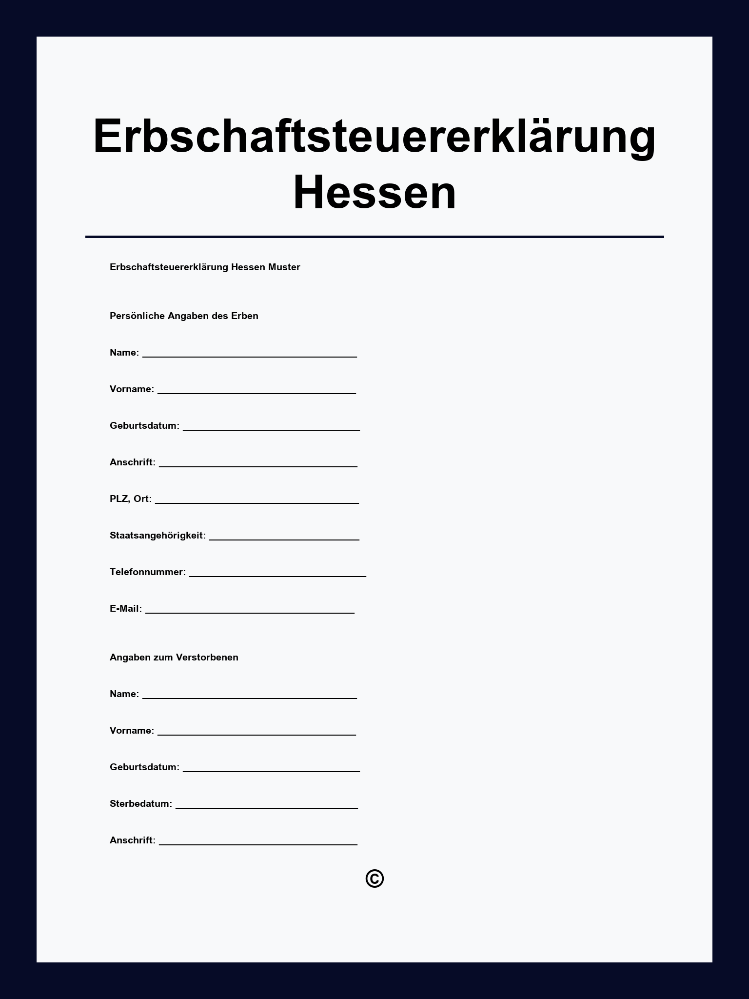 Erbschaftsteuererklärung Formular Hessen