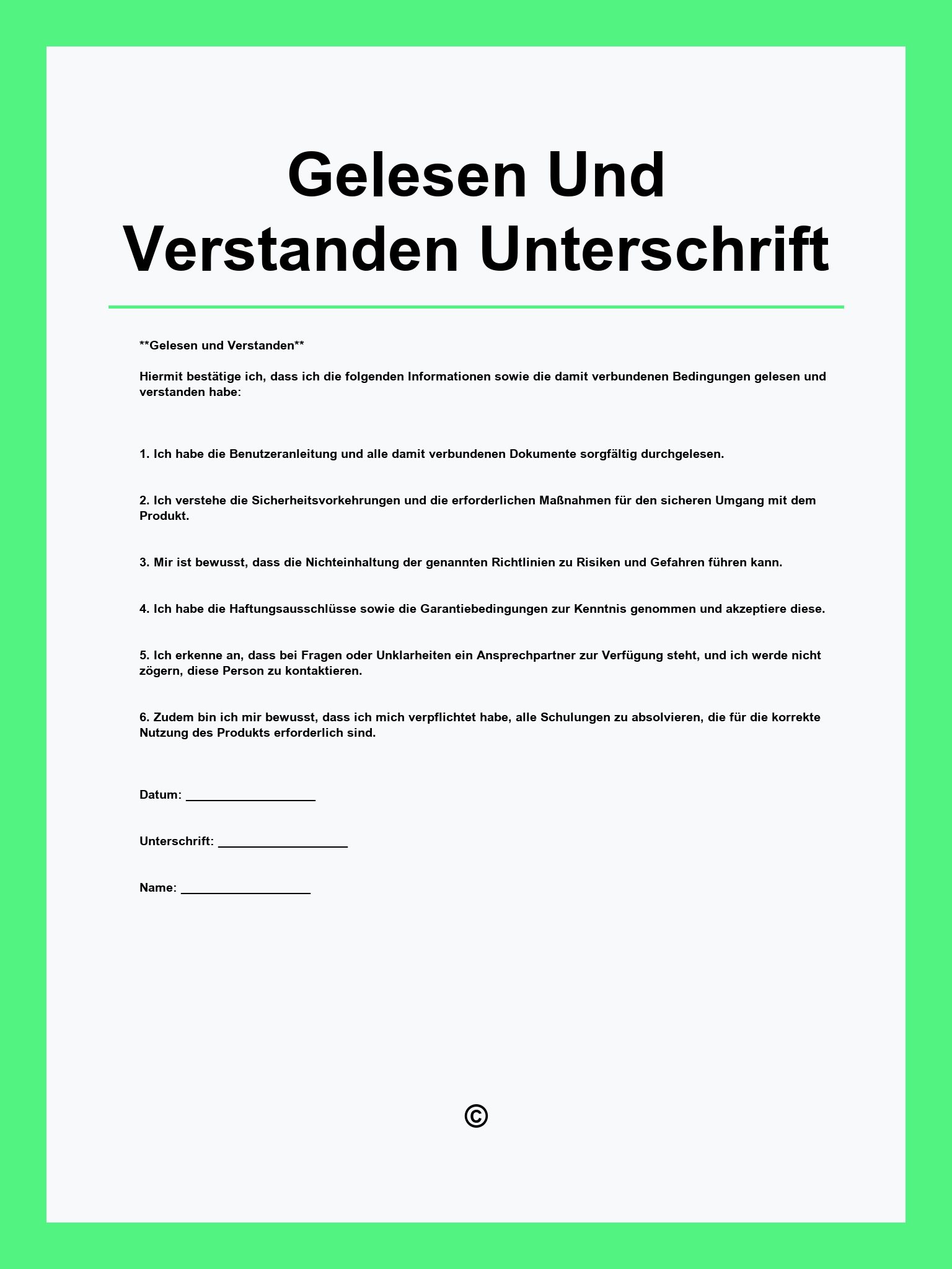 Gelesen Und Verstanden Unterschrift