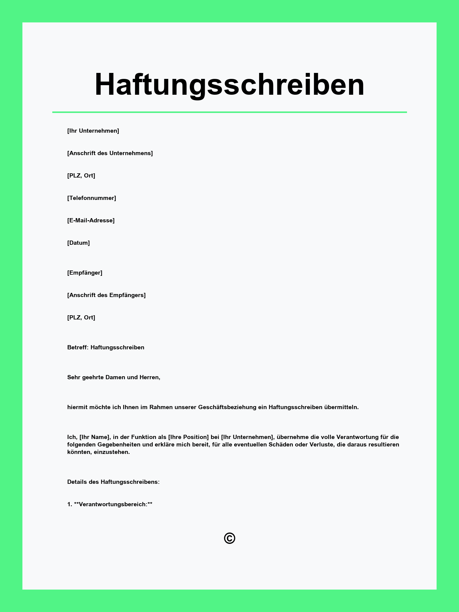Haftungsschreiben