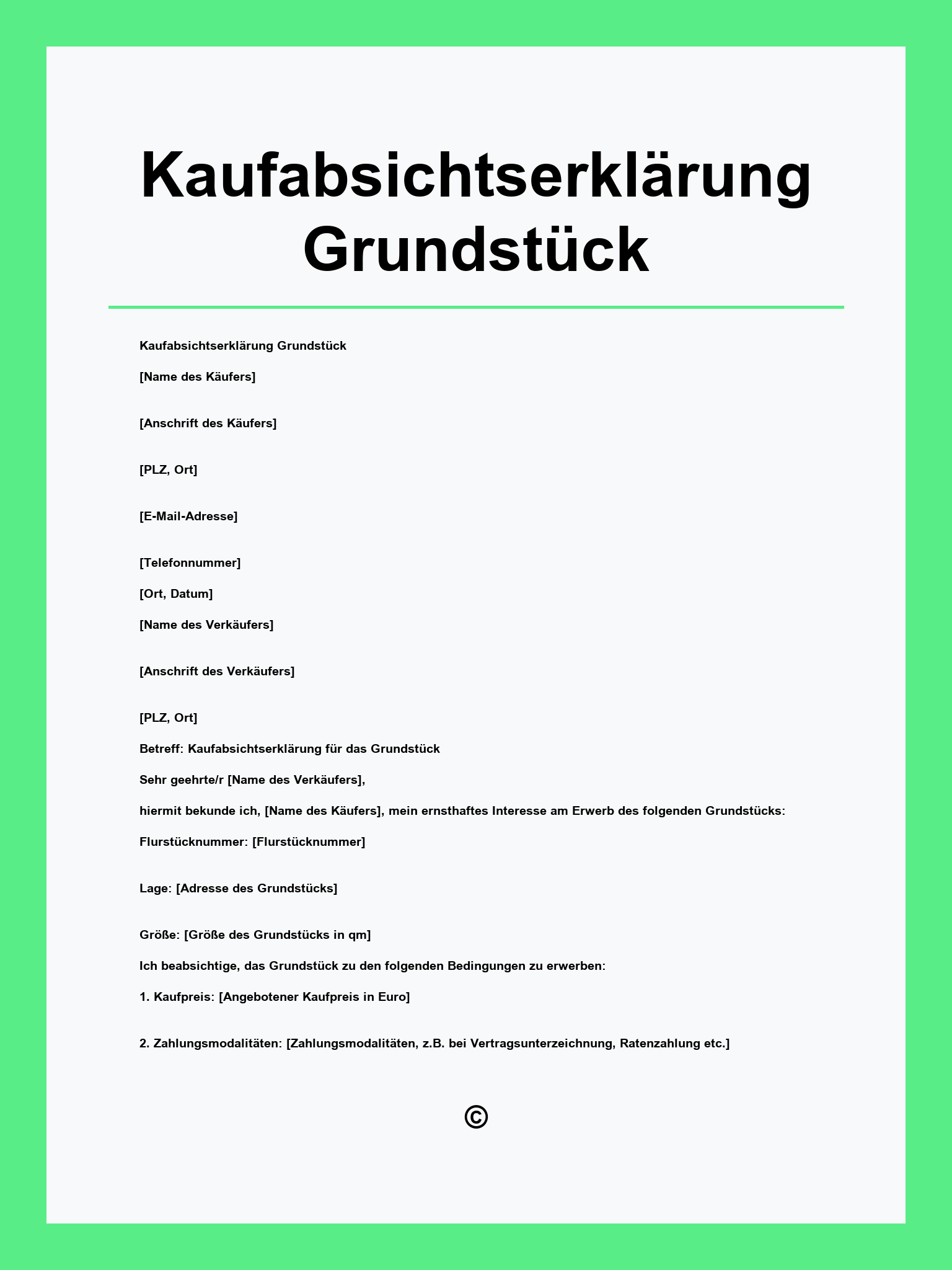 Kaufabsichtserklärung Grundstück Muster