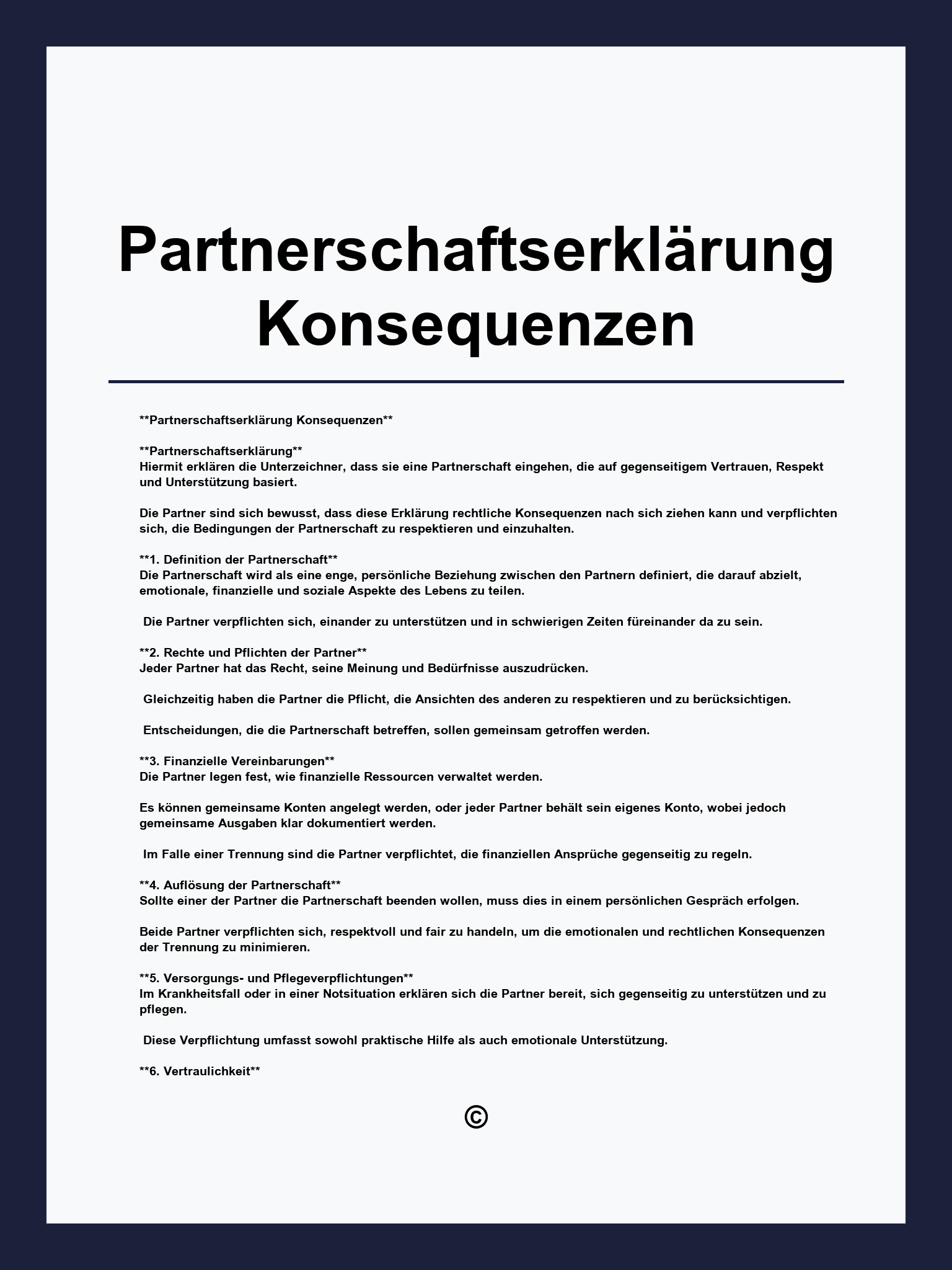 Partnerschaftserklärung Konsequenzen