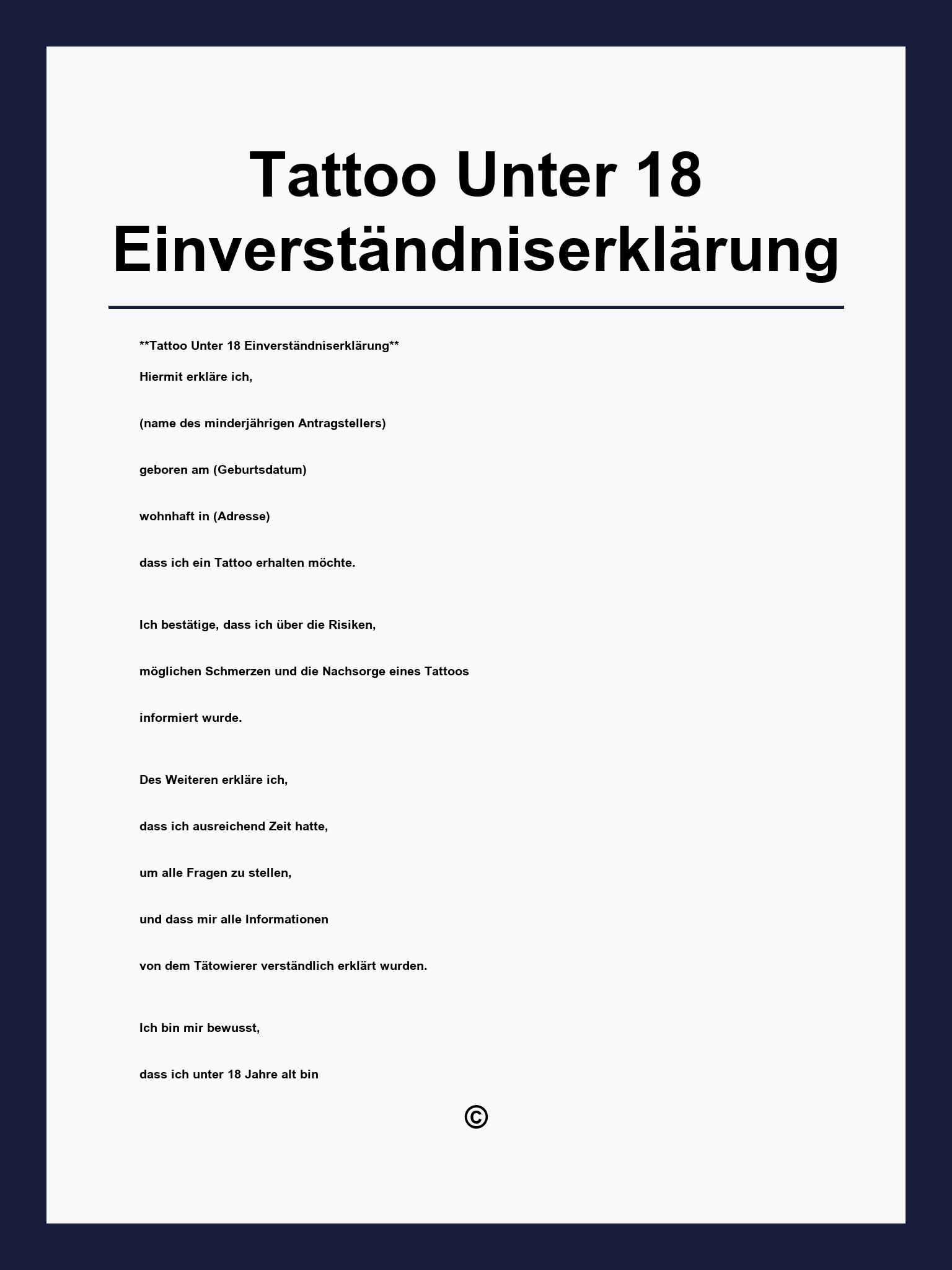 Tattoo Unter 18 Einverständniserklärung