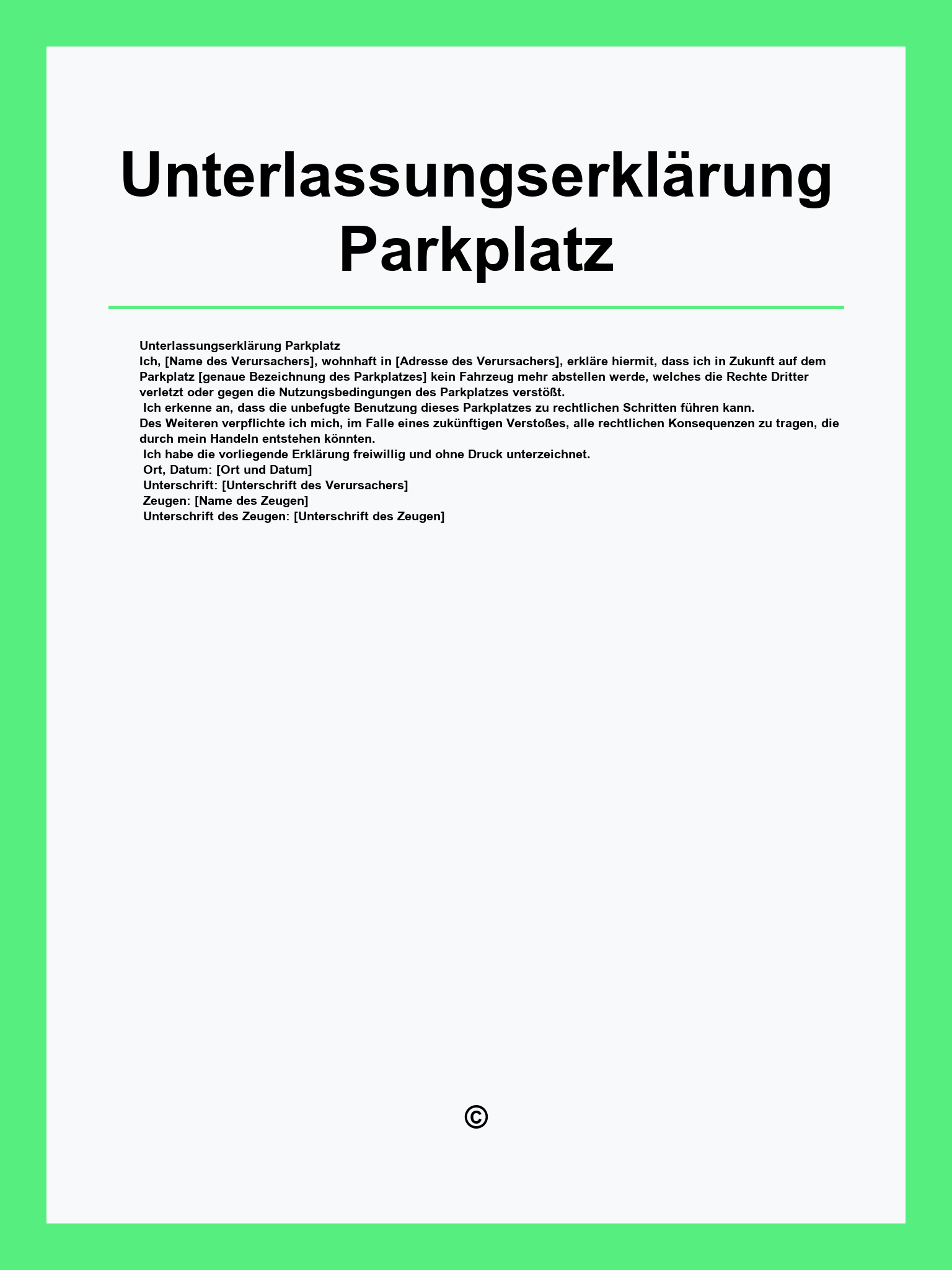 Unterlassungserklärung Parkplatz Muster