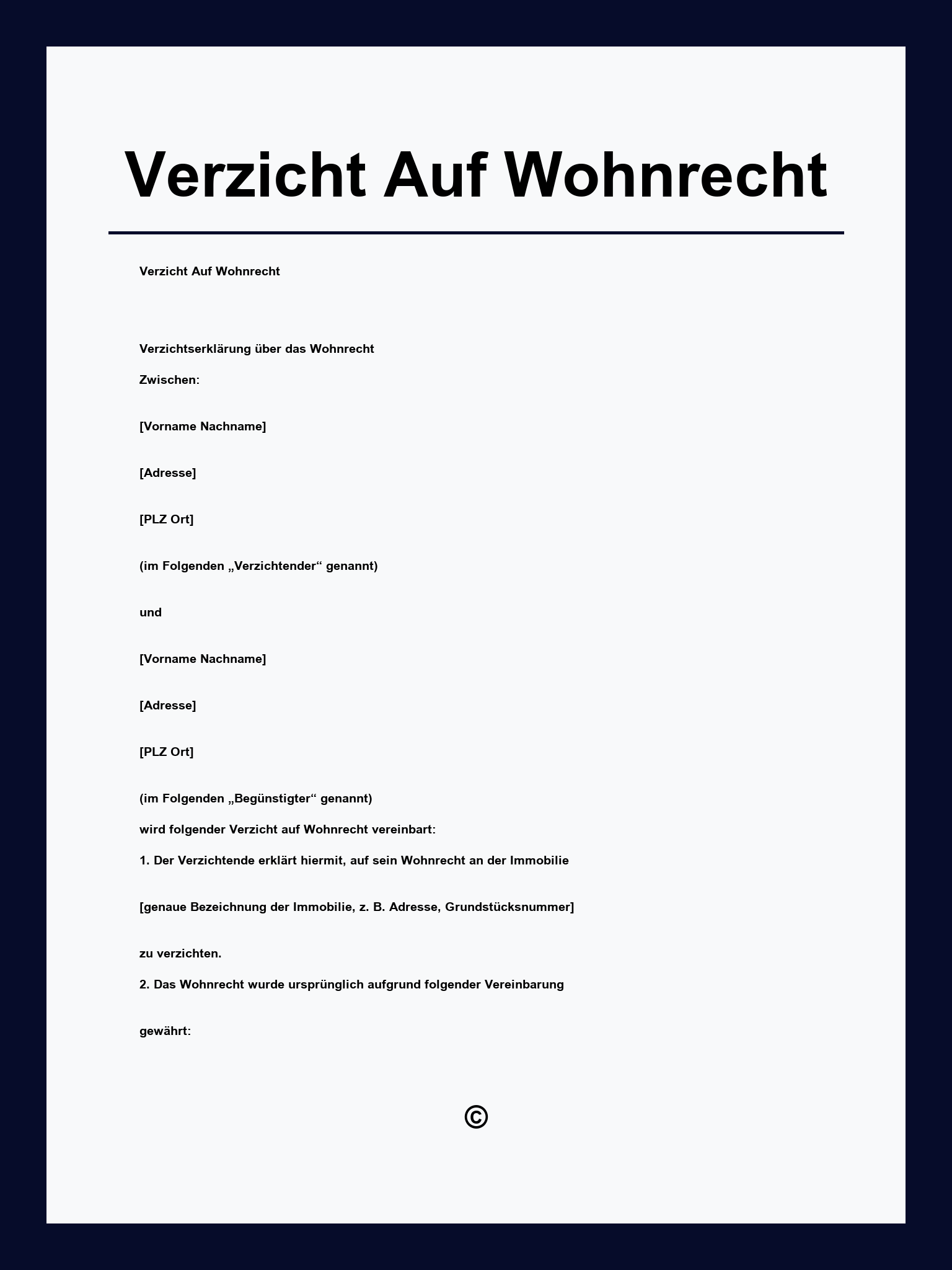 Verzicht Auf Wohnrecht Muster
