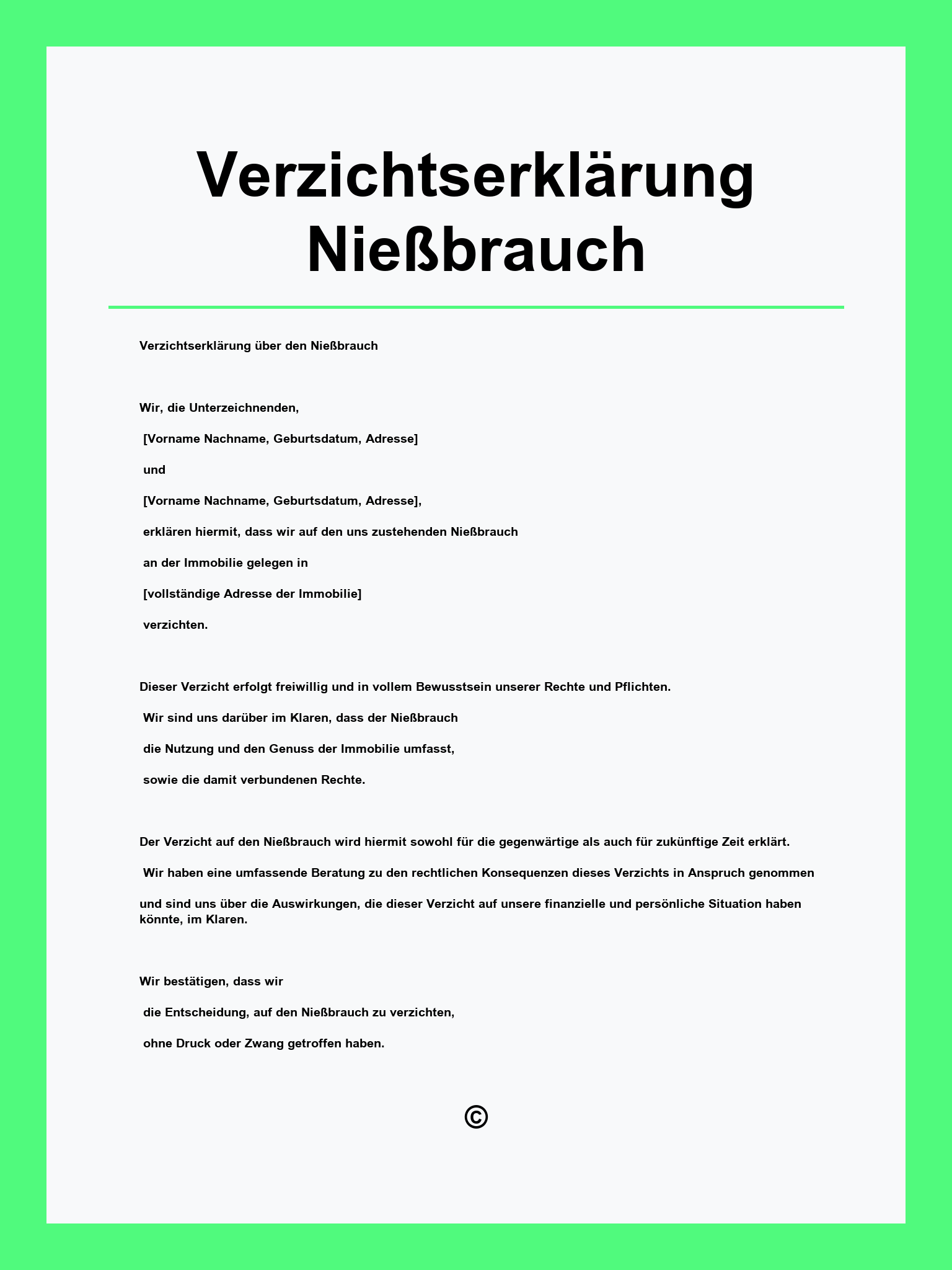 Verzichtserklärung Nießbrauch Muster