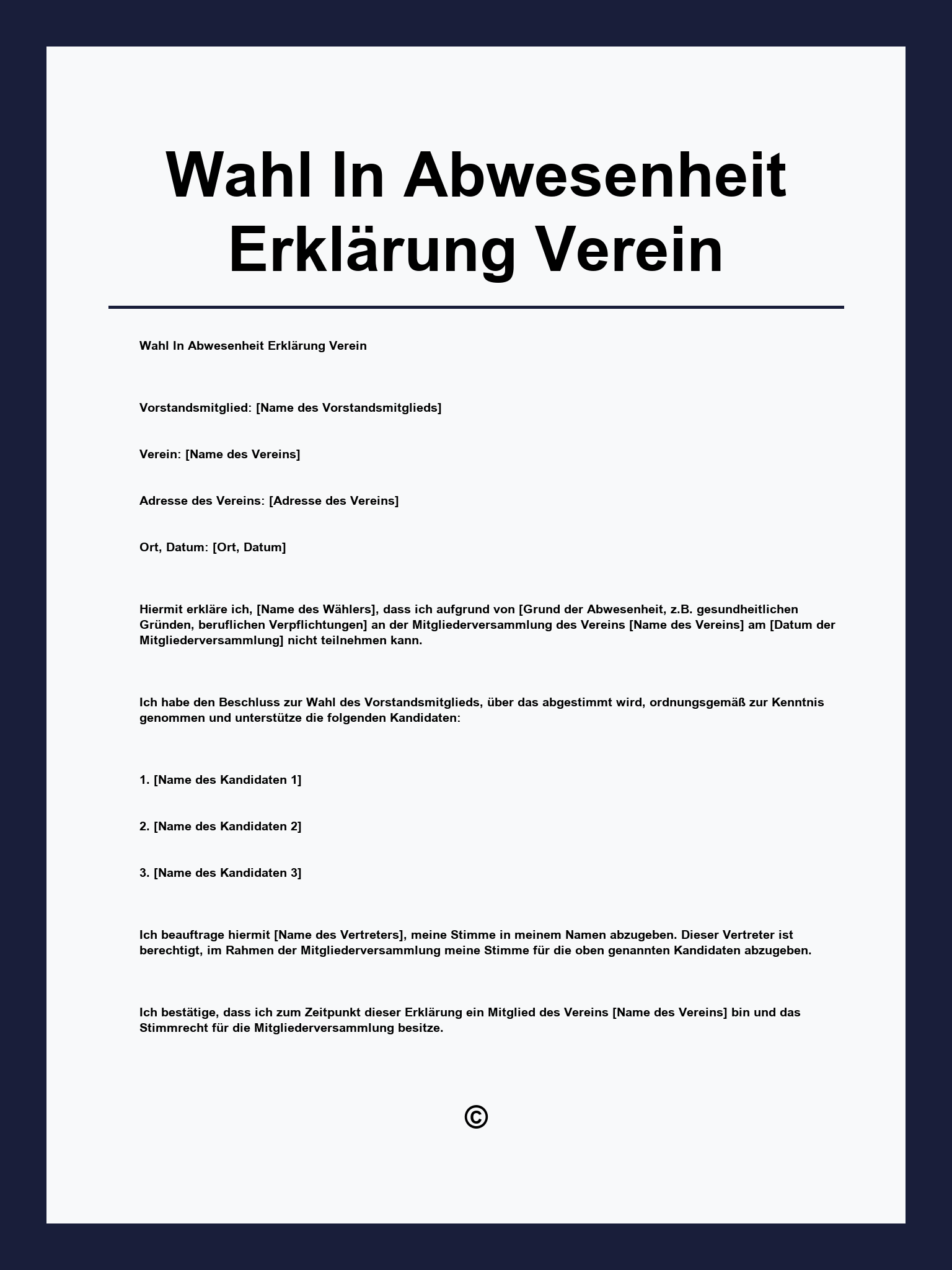 Wahl In Abwesenheit Erklärung Verein
