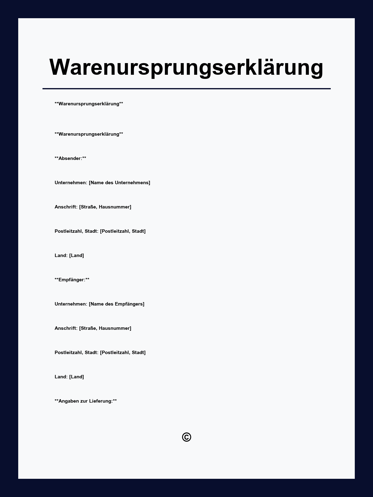 Warenursprungserklärung